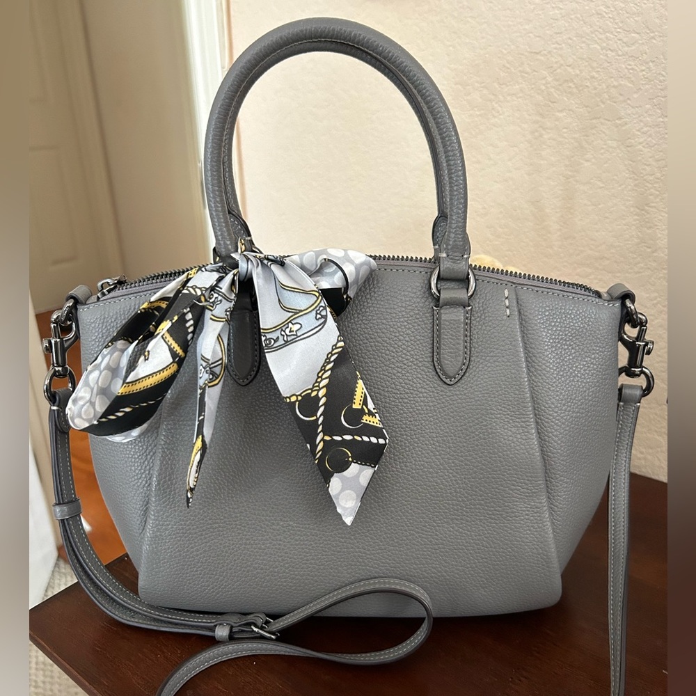 Coach Grey/Fog Pebble leather Small Satchel Two way bag
